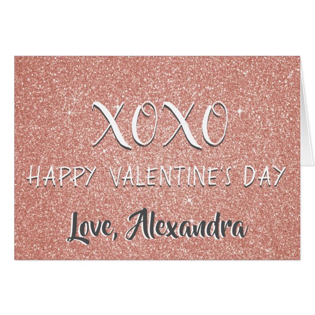 XOXO Valentine's Day Pink Rose Gold Sparkle (Front Horizontal)