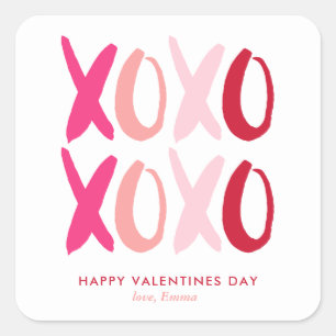 "XOXO" Valentines Day Square Sticker