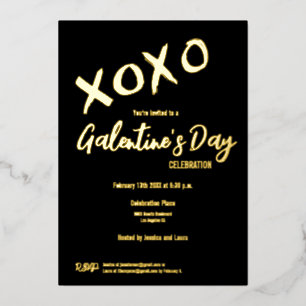 XOXO Valentines Party Galentine's Day Friends Foil Foil Holiday Card