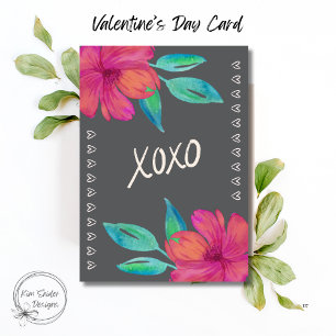 XOXO Watercolor Florals Valentine’s Day Card