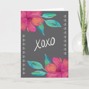 XOXO Watercolor Florals Valentine’s Day Card