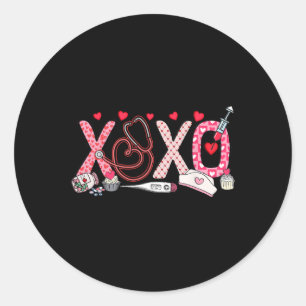 Xoxo Xo Xo Nurse Valentine Men Women Kids  Classic Round Sticker