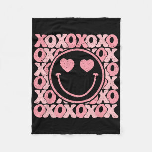 Xoxo Xo Xo Retro Groovy Smile Face Valentine Men W Fleece Blanket
