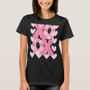 XoXo XoXo Valentine's Day Love Vibes Retro Checked T-Shirt