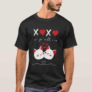 XOXO Y all Shirt Cats Valentines Day Cute Kitten C