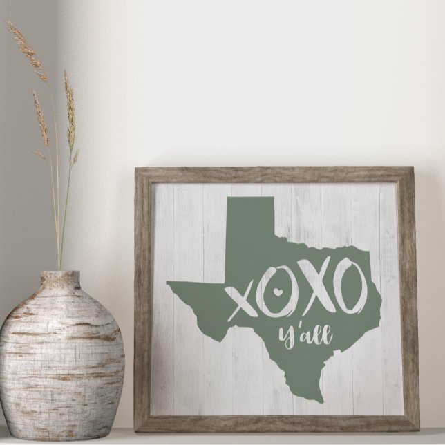 XOXO, Y'all - Cactus Green Texas State Shape Poster (Creator Uploaded)