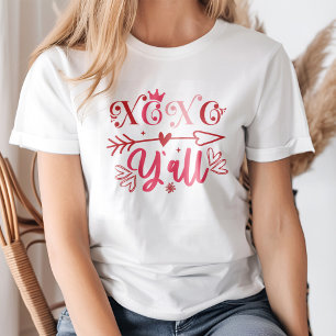 XOXO Y'all Pink Arrow and Hearts Valentine's Day T-Shirt