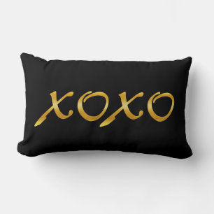 XOXO's in Gold & Black Lumbar Cushion