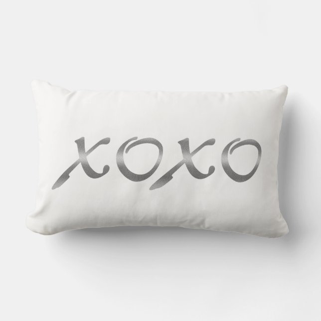 XOXO's in Silver Lumbar Cushion (Front)
