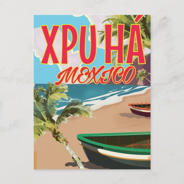 Xpu Há Mexico beach poster Postcard (Front)