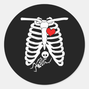 Xray Maternity Shirt Pregnant Skeleton Women Men Classic Round Sticker