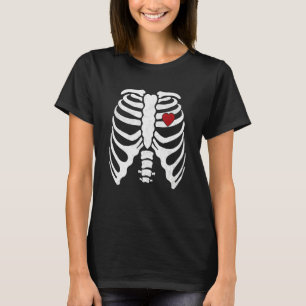 Xray Skeleton Heart Ribcage Scary Halloween Skelet T-Shirt