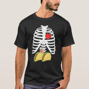 Xray Skeleton Rib Cage Beer Tacos Halloween Fastfo T-Shirt