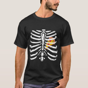 Xray Skeleton Rib Cage Pizza Lover Funny Halloween T-Shirt