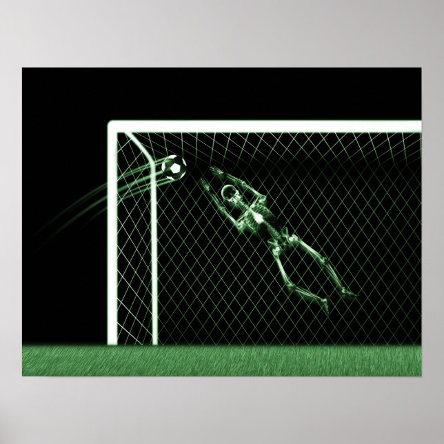 XRAY SKELETON SOCCER GOALIE GREEN POSTER (Front)