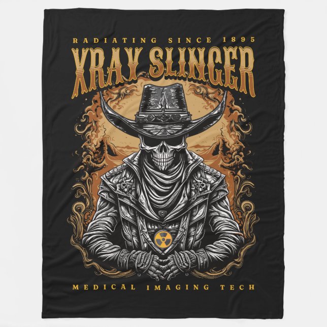 XRay Slinger Skeleton Cowboy Fleece Blanket (Front)