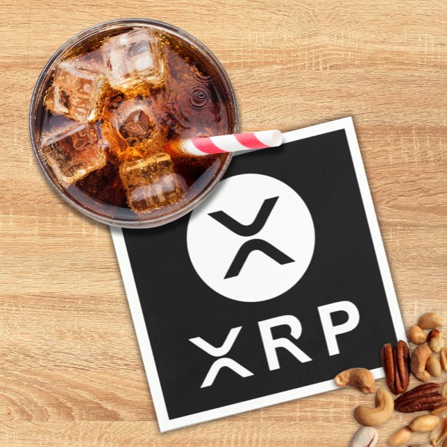 XRP Black Crypto Currency Party Napkin (Black XRP cocktail napkins for Crypto Currency enthusiast parties)
