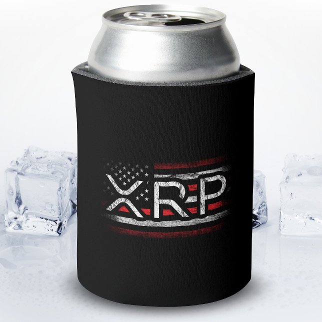 XRP Crypto Currency Cryptocurrency American Flag Can Cooler (Creator Uploaded)