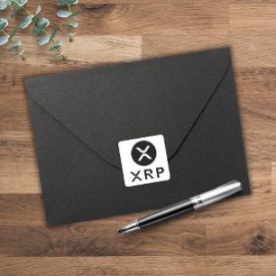 XRP Crypto Currentcy Black and White Square Sticker