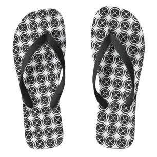 XRP Distressed Black Coin Logo Flip Flops