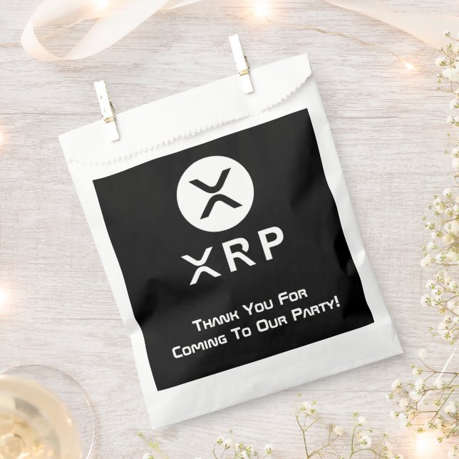 XRP Party Black and White Crypto Currency  Favour Bag (Clipped)