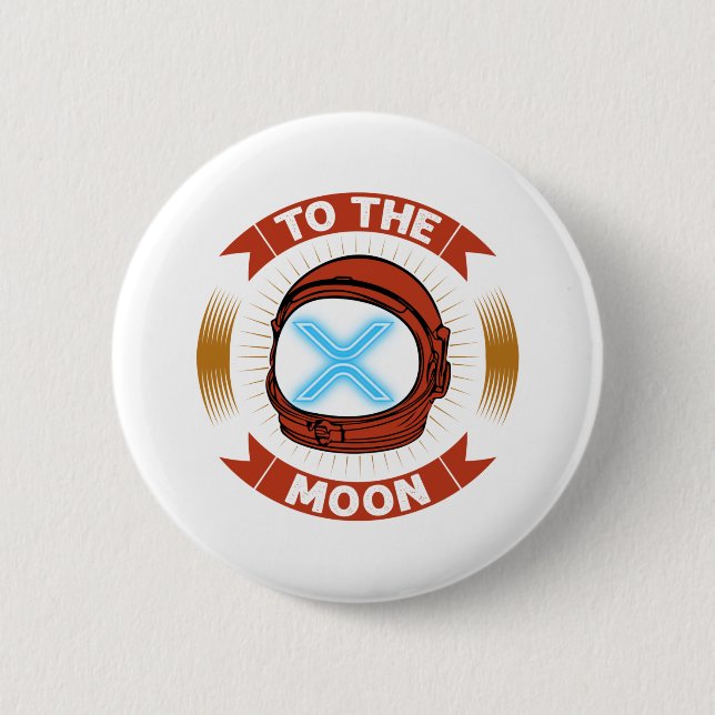 XRP To The Moon Ripple XRP Crypto Gifts Bitcoin 6 Cm Round Badge (Front)