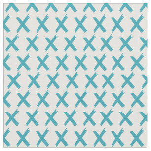 X's Allover - Pacific Blue on White Fabric