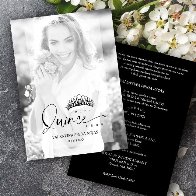 XV Princess Crown Elegant Overlay Vellum Effect Invitation (Creator Uploaded)