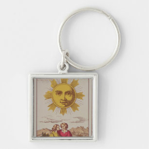 XVIIII Le Soleil, French tarot card of the Sun Key Ring