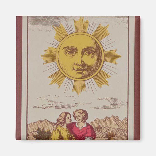 XVIIII Le Soleil, French tarot card of the Sun Magnet (Front)