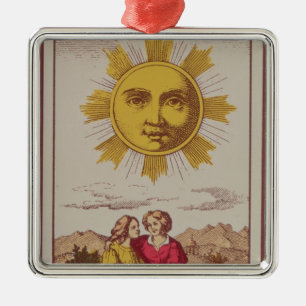 XVIIII Le Soleil, French tarot card of the Sun Metal Ornament