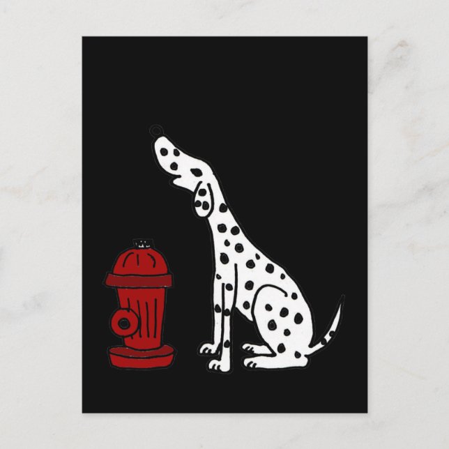 XX- Awesome Dalmatian Dog and Fire Hydrant Postcard (Front)
