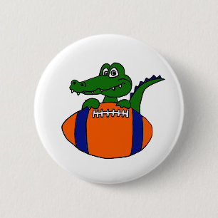 XX- Awesome Gator on a Football Cartoon 6 Cm Round Badge