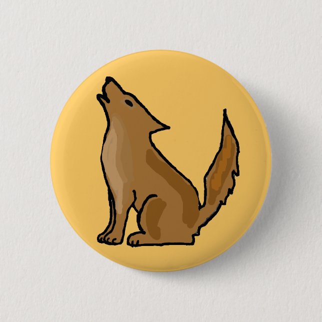 XX- Awesome Howling Coyote 6 Cm Round Badge (Front)