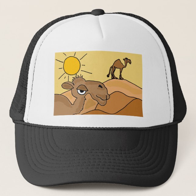 XX- Camel in the Desert Folk Art Trucker Hat (Front)