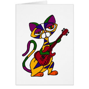XX- Cool Cat Playing Guitar Cartoon