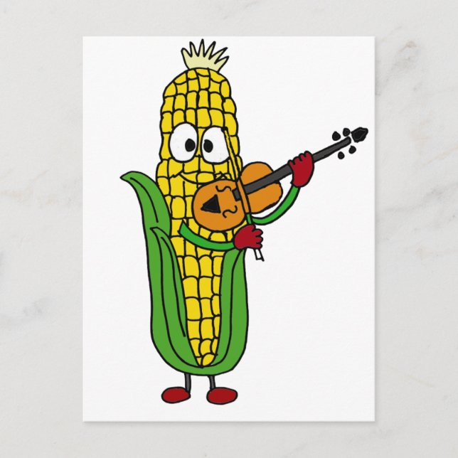 XX- Corn Playing Fiddle or Violin Postcard (Front)