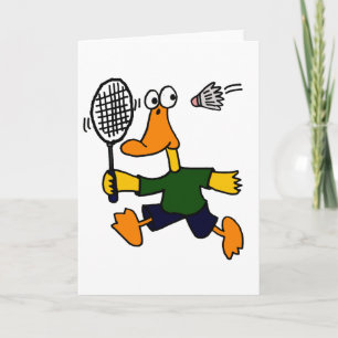 XX- Duck Playing Badminton Cartoon Card