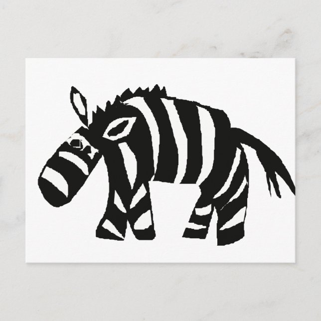 XX- Funky Primitive Art Zebra Postcard (Front)