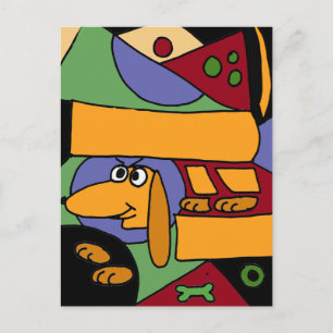 XX- Funny Abstract Art Dachshund Postcard