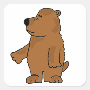 XX- Funny Brown Bear Design Square Sticker