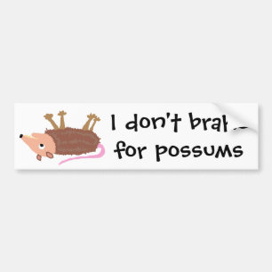 XX- Funny Dead Possum Roadkill Cartoon Bumper Sticker