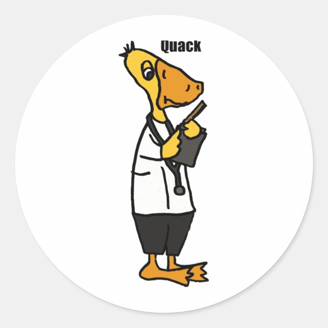 XX- Funny Duck Doctor Classic Round Sticker (Front)