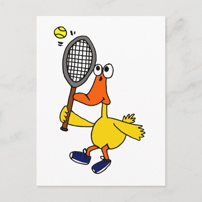 XX- Funny Duck Playing Tennis Postcard (Front)
