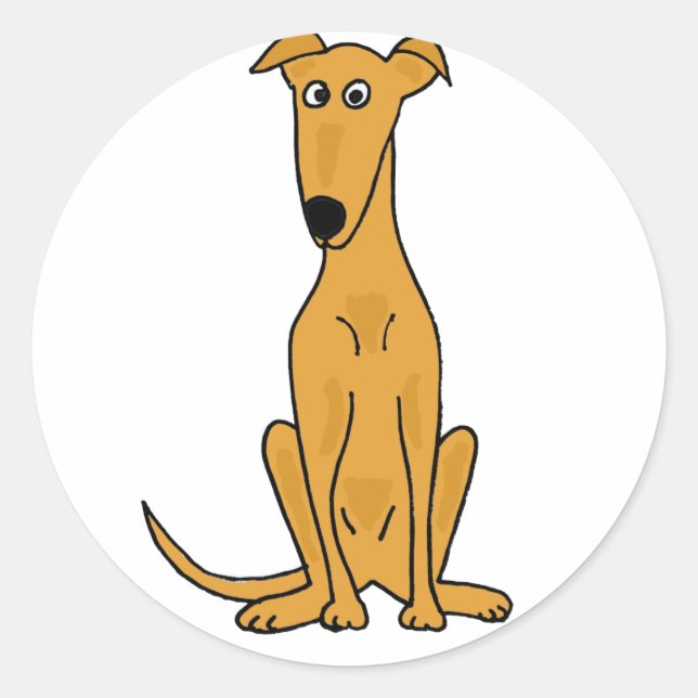 XX- Funny Greyhound Dog Cartoon Classic Round Sticker (Front)