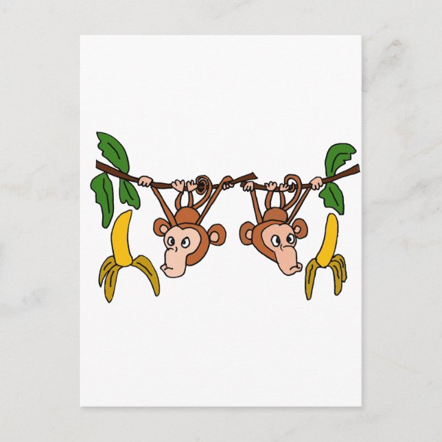 XX- Funny Hanging Monkeys Postcard (Front)