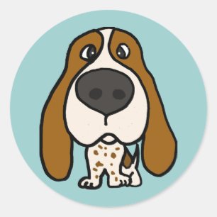 XX- Funny Hound Dog Classic Round Sticker