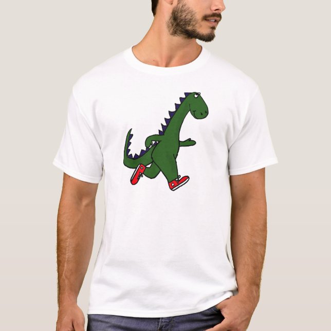 XX- Funny jogging dinosaur with Red Sneakers (Front)