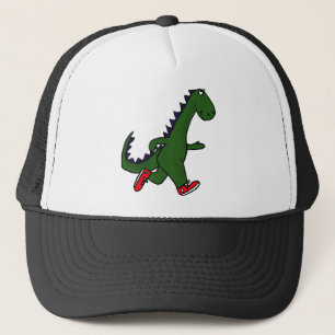 XX- Funny jogging dinosaur with Red Sneakers Trucker Hat