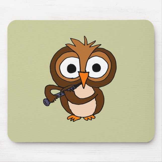 XX- Funny Owl Playing the Clarinet Mouse Pad (Front)